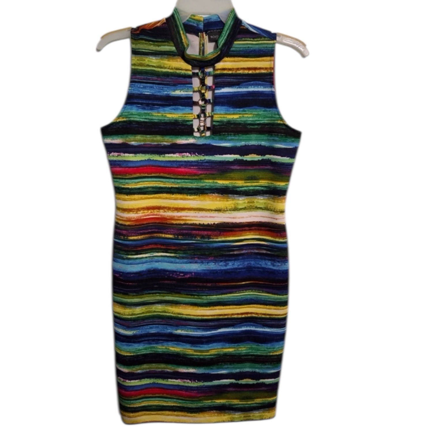 Bold Elements Multi-colored Striped Fitted Curvy … - image 2