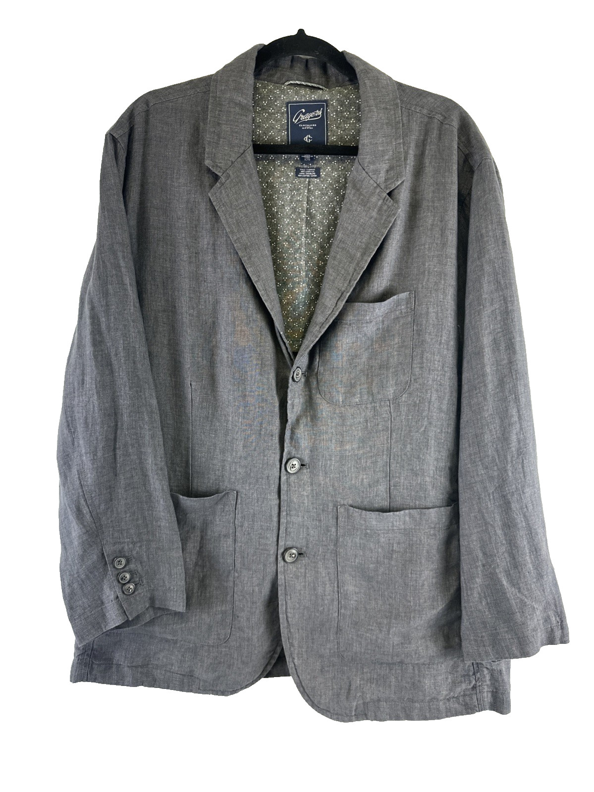 Grayers Gray Linen Blazer Jacket Lightweight 3 Bu… - image 1