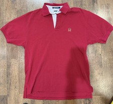 Y2K Tommy Hilfiger Polo Shirt Men M Red Crest Logo Short Sleeve Classic Fit