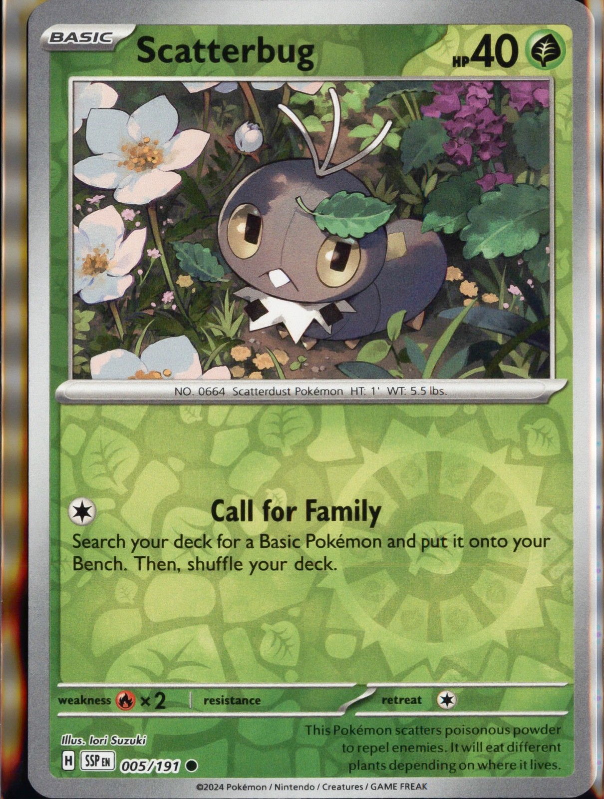 Scatterbug Reverse Holo Common SV08: Surging Sparks 005/191 NM