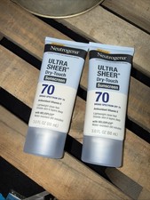 2X Neutrogena Ultra Sheer Dry-Touch SPF 70 Sunscreen Lotion, 3 Fl oz Exp 10/2028