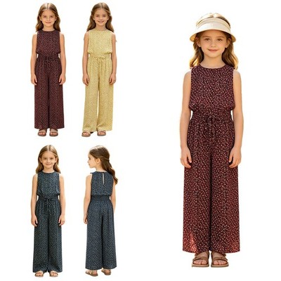 Kids Girls Romper Outdoor Jumpsuit Bodysuit Playsuit Casual Ditsy Floral Daily