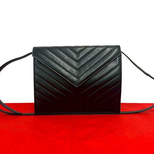Yves Saint Laurent Stitch Pochette Shoulder Bag Leather Black Unisex #TVB2525
