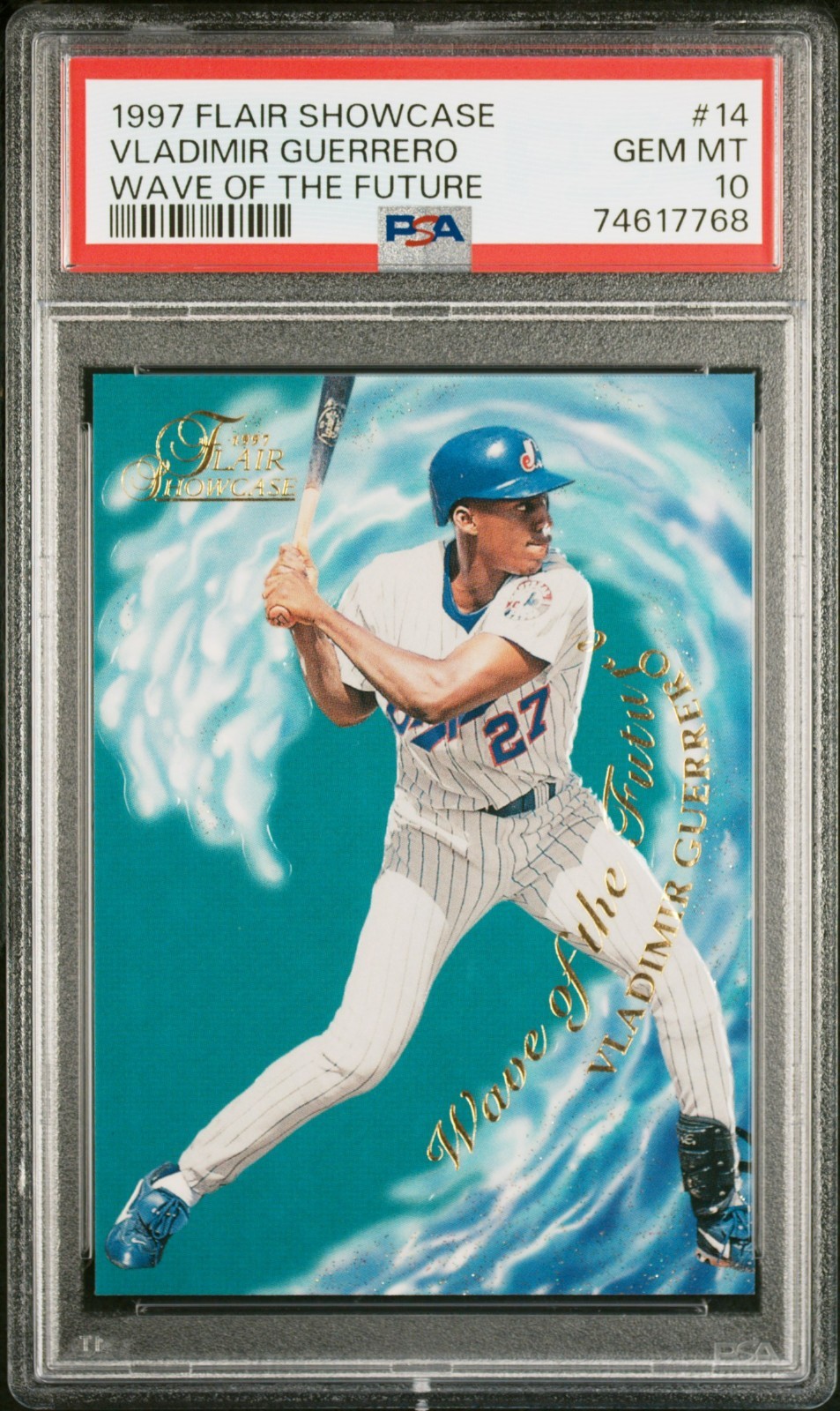 1997 FLAIR SHOWCASE WAVE OF THE FUTURE #14 VLADIMIR GUERRERO RC PSA 10 GEM MINT