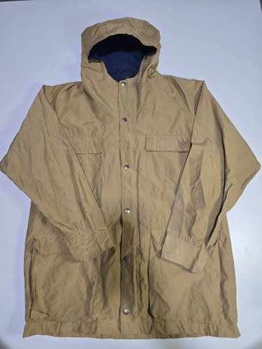 Beams, Vintage BEAMS 60/40 Down Mountain Parka Jacket Mens L Tan Navy Hooded Japan