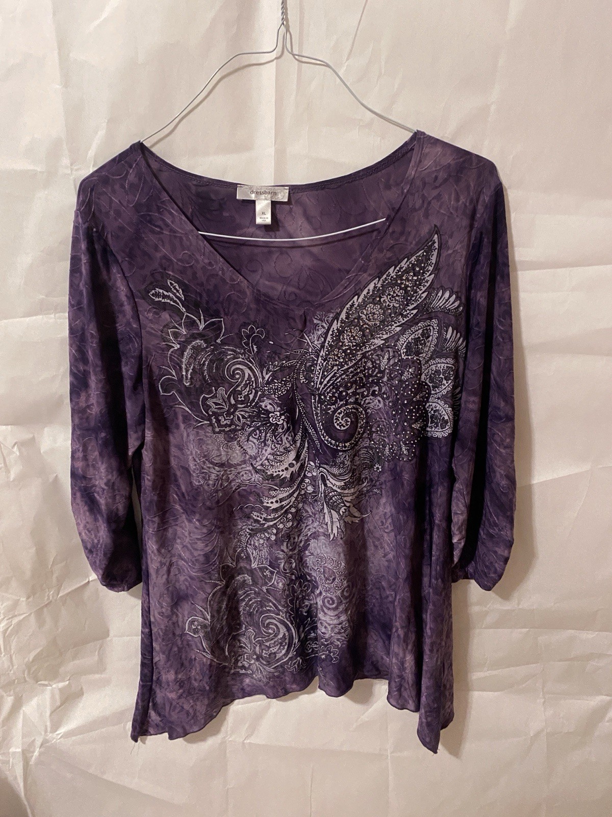 Dress Barn Purple Blouse Floral Size: XL