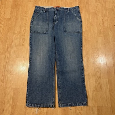 Vintage Tommy Hilfiger Mens Baggy Utility Jeans Big Logo Grunge Y2k 38x31