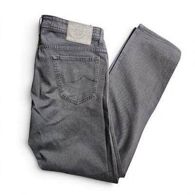 Jacob Cohen Style 688 Gray Cotton Blend Tailored 5 Pocket Jeans Pants Mens 36