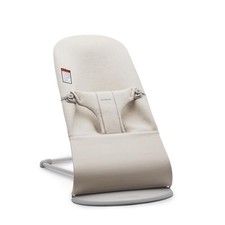 BabyBj rn Bouncer Bliss, Light Beige, 3D Jersey 2-in-1 Adjustable Baby Seat
