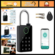Heavy Duty Fingerprint Padlock with Key Backup, Waterproof Outdoor Smart Combina