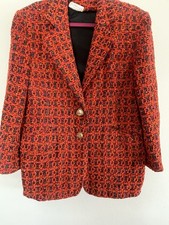 Orange Vintage Textured Blazer One Of A Kind Rare Colorful Jacket Gold Buttons