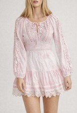 LoveShackFancy Chelie Dress Pink Tie Dye Embroidered Lace Mini 2