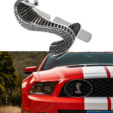 Front Grill Emblems For 1994-2004 Mustang Svt Snake Cobra Chrome Badge Decal