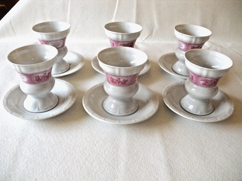 Tazzine da caffè porcellana Heinrich Rüdesheimer piattini Asbach antichi farisei