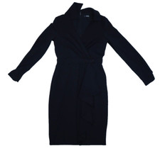 Badgley Mischka Solid Black Faux Wrap Long Sleeve Bodycon Dress Womens 4