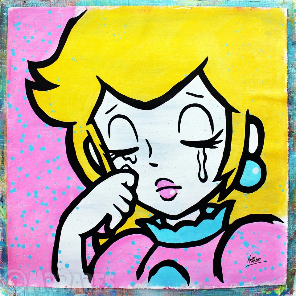 Princesa llorando melocotón - Pintura original de arte pop de bebés - Roy Lichtenstein Foto 2 de 4