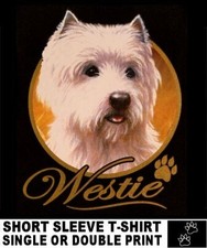 VERY CLASSY COOL WESTIE DOG ART WITH GOLD LETTERING DOG T-SHIRT XT705