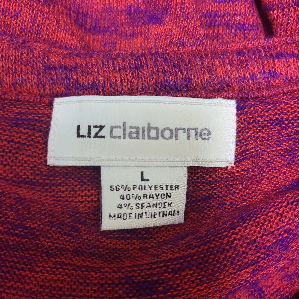 Liz Claiborne Sweater Women Size L Red Blue Marled Pullover Knit