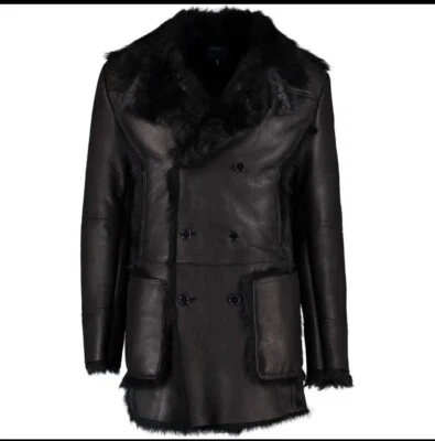 Costume National Black Leather Jacket With Black Faux Fur Lining Made In Italy - Image 1 of 4