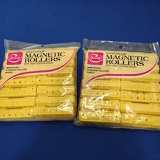2 Vintage Goody Snap-Over 14 Med Magnetic Hair Rollers Tight Locking Cover