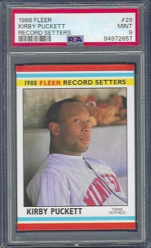 1988 Fleer Record Setters Kirby Puckett # 29 PSA 9 Mint