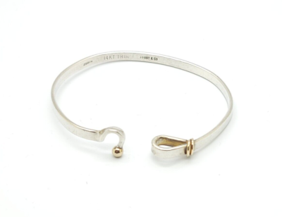 Tiffany & Co. 925 Sterling Silver 18k Yellow Hook and Eye Bracelet