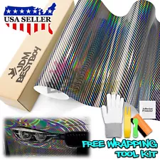 Holographic Carbon Fiber Silver Laser Chrome Car Vinyl Wrap Sheet Decal Sticker