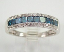Princess 3 CT Lab-Created London Blue Topaz Eternity Band 14K White Gold Plated