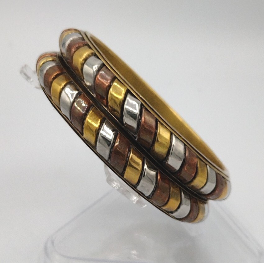 TRI- COLOR Solid Brass Rope Pattern Chunky Bracel… - image 1