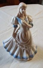Vintage K's Collection Ceramic Porcelain Figurine Of Lady In Blue White Dress