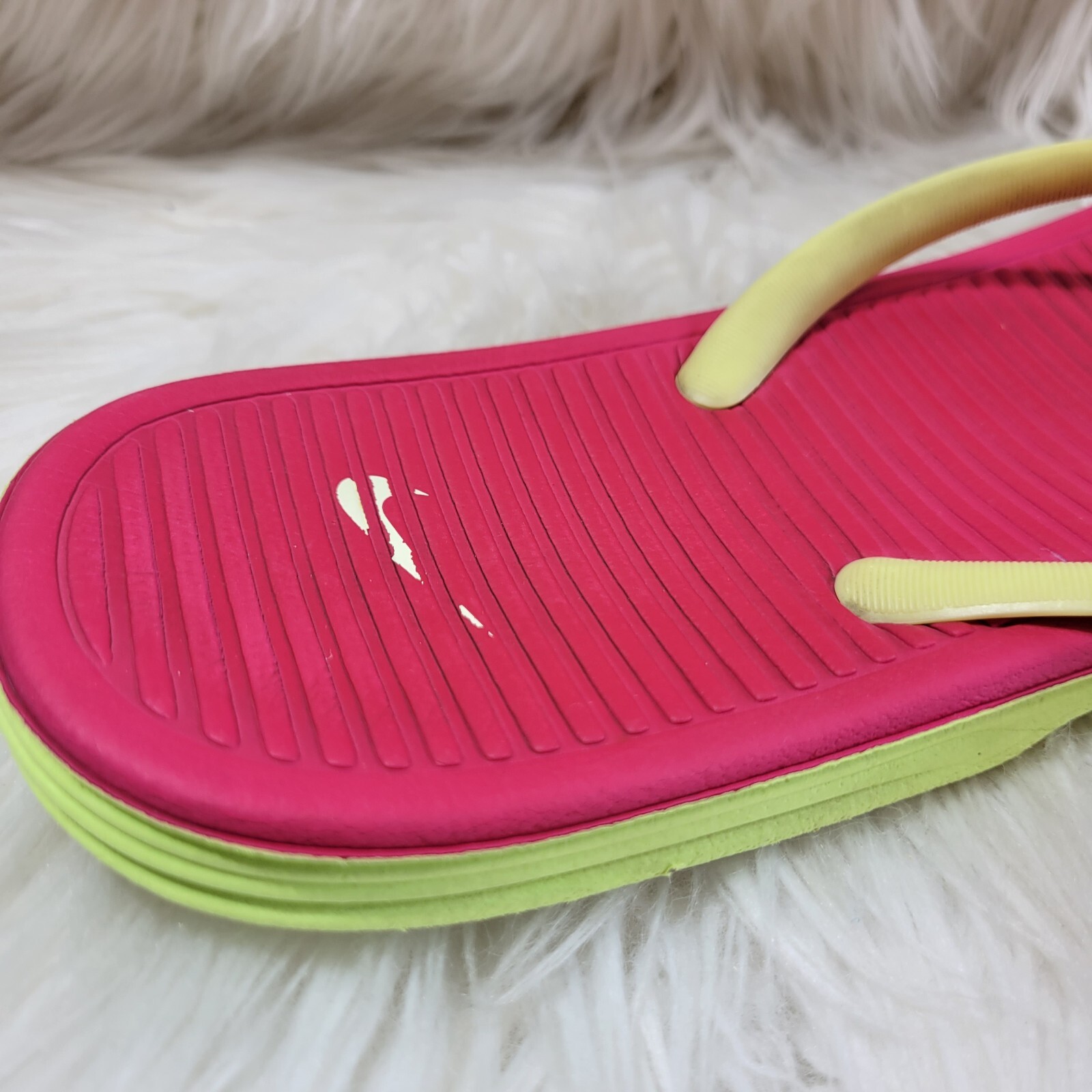 NIKE SOLARSOFT Neon Flip Flop Slide Thong Women's Siz… Gem