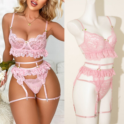 Women Sexy Lingerie Lace Babydoll Bra Thong Set Sleepwear Underwear  Nightwear US | eBay