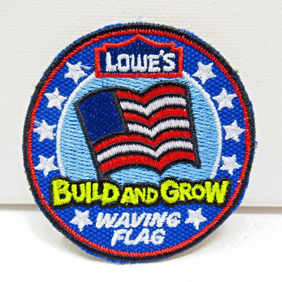 #ad Lowes Build and Grow Patch Waving Flag Patriotic Stars Merit Badge Sew On $5.95