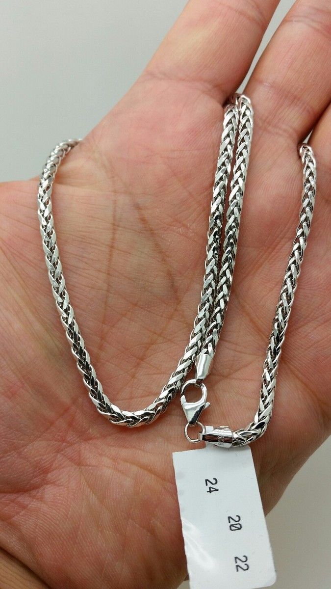 925 Sterling Silver Diamond Cut Round Hollow Franco Link Chain 3mm