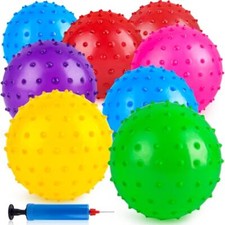 8pcs Bounce Balls Knobby Balls With Pump 7inch Sensory Balls Spiky Massage Balls