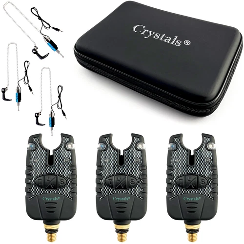 Carp Fishing Bite Alarm and Illuminated Swinger Set Blue LED, Volume, Tone, Case