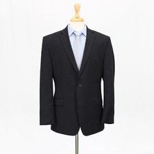 Calvin Klein 42R Gray Sport Coat Blazer Jacket Solid 2B Wool