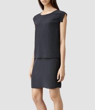 CLEAR OUT/SALE AllSaints Nya Crepe de Chine Tonya Dress Black UK 10 BNWT £148