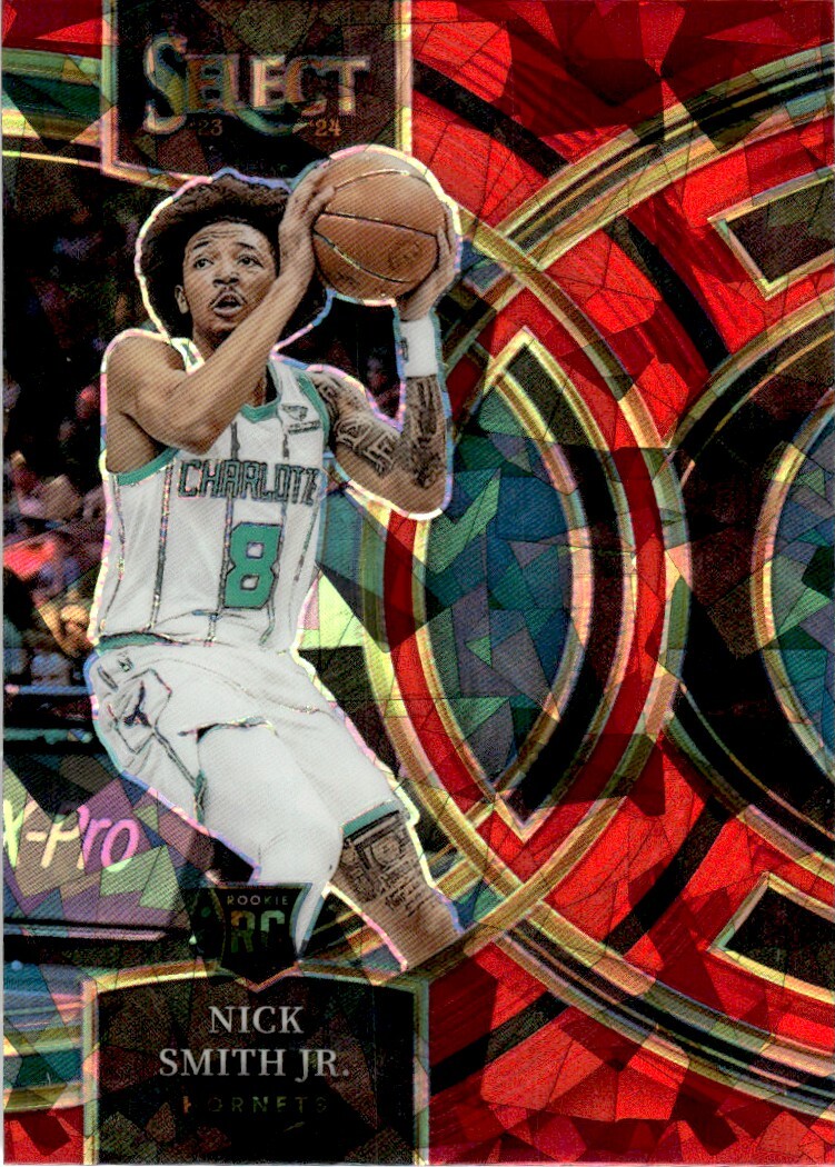 2023-24 Panini Select Red Cracked Ice Premier Nick Smith Jr. Rookie Charlotte