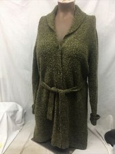 VTG Charter Club Green Long Cardigan Sweater Knit Size L Cotton Blend
