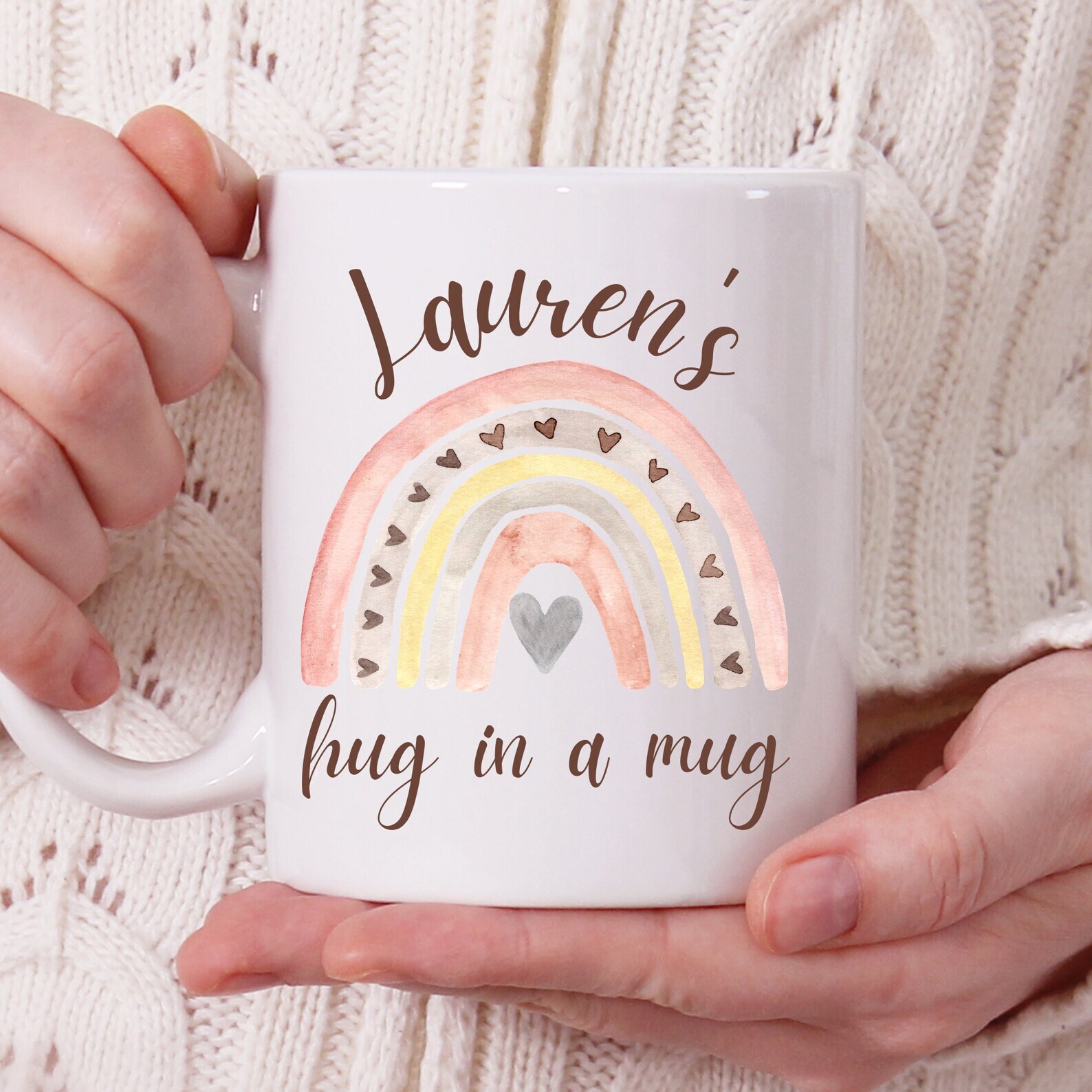 Hug In A Mug Personalised Rainbow Mug Long Distance Friendship Mug Rainbow Gifts