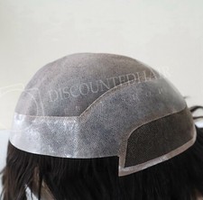 Mens Toupee Human Hair Replacement System Lace Front Mono Center Hairpiece 1B