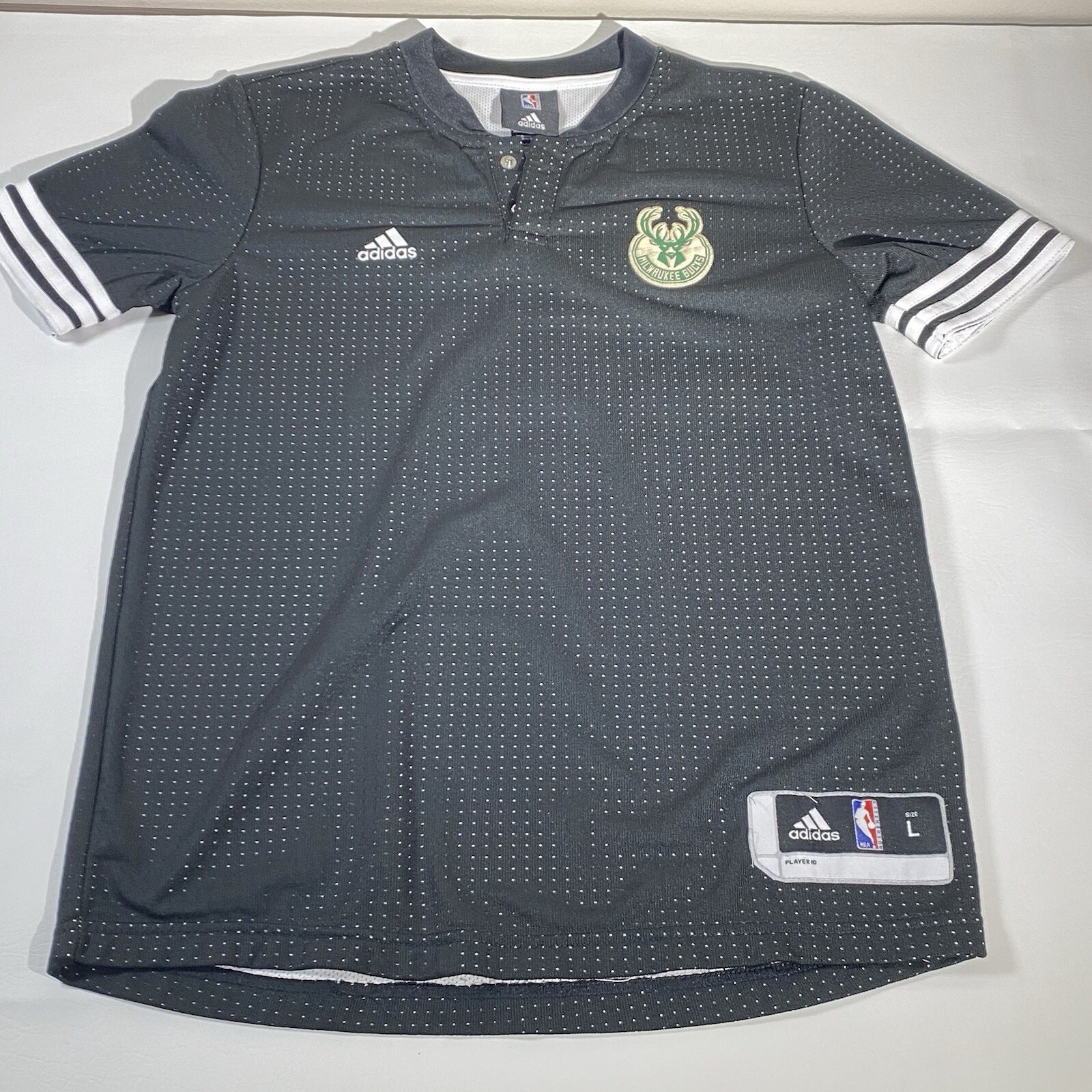 NBA Milwaukee Bucks Black Adidas Shooting Warm-Up Shirt Size L
