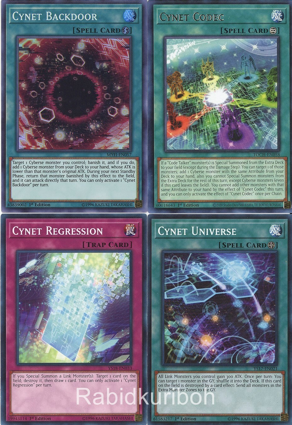 Yugioh Cynet Support Set - Codec + Backdoor + Regression + Universe Link Cyberse