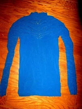 M / L ❤️VICTORIA'S SECRET TURTLE NECK TOP SWEATER KEY HOLE BACK Blue Stretch NEW