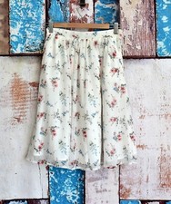 Women's Mikarose Casual Floral Skirt Zip Closure SMALL White NEW WITH DEFECTS