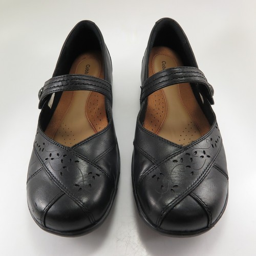 Cobb Hill PETRA Mary Janes Womens Size 10N Black Leather Laser Etched Flats - Picture 3 of 7