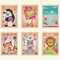 Safari Tiere Kaugummi Bilder 6Er Set Din A4 Kinderzimmer Wandbilder Babyzimmer P