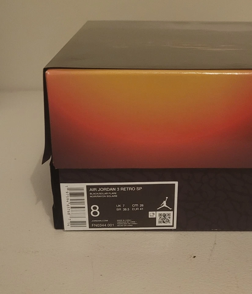 Size 8 - J. Balvin x Air Jordan 3 Retro Rio Black Sunset - image 2 of 2
