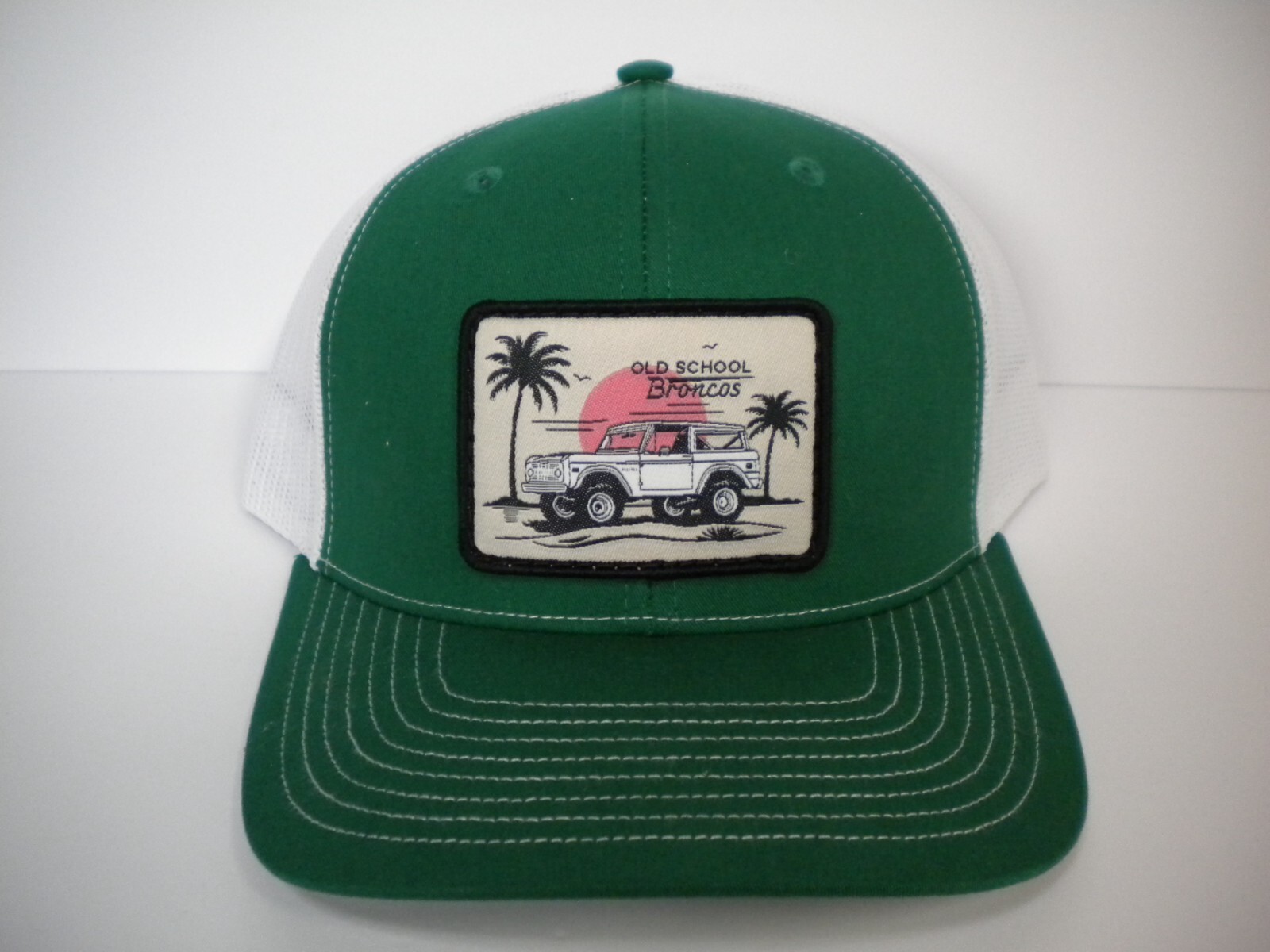 Old School Broncos Patch Mesh Snapback Green Whit… - image 2